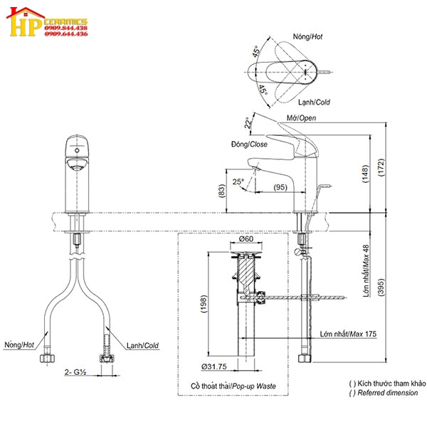 VÒI LAVABO NÓNG LẠNH TOTO  TLS03301V CHÍNH HÃNG