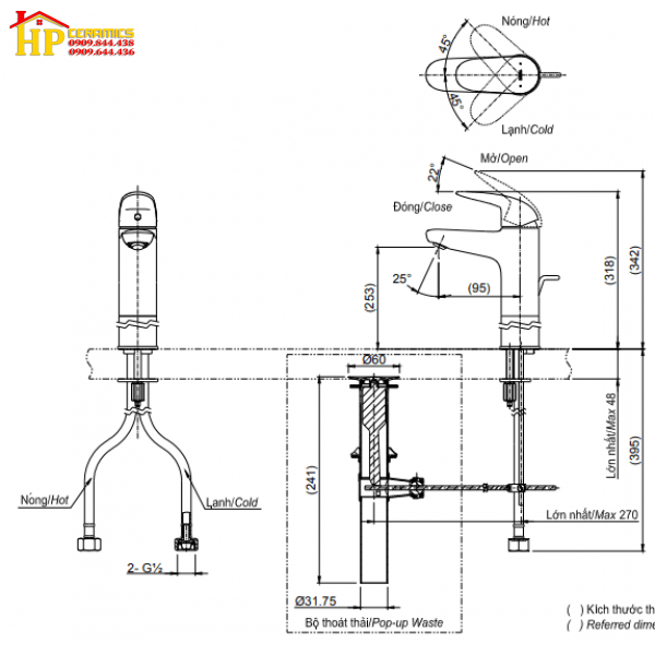 VÒI LAVABO NÓNG LẠNH TOTO TLS03305V CHÍNH HÃNG