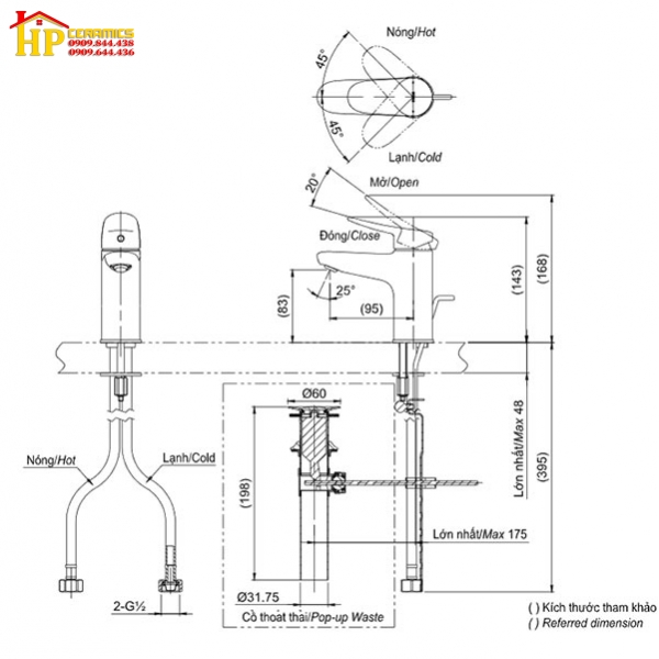 VÒI LAVABO NÓNG LẠNH TOTO TLS04301V CHÍNH HÃNG