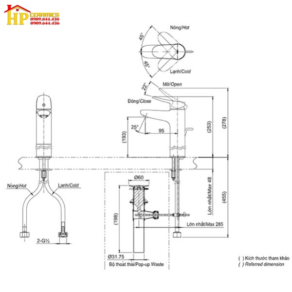 VÒI LAVABO NÓNG LẠNH TOTO TLS04304V CHÍNH HÃNG