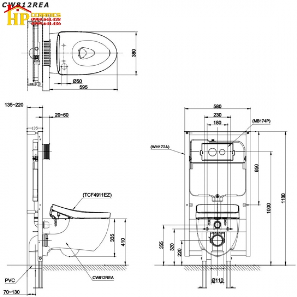 BÀN CẦU THÔNG MINH TOTO CW812REAW-TCF4911EZNW1-WH172AT-TCA465 CHÍNH HÃNG