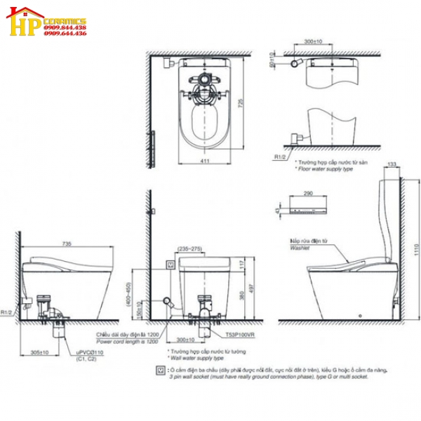 BÀN CẦU THÔNG MINH TOTO  LS CS911VT/TCF87120GAA/ T53P100VR CHÍNH HÃNG