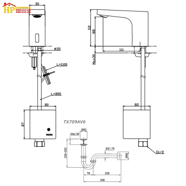 VÒI LAVABO NÓNG LẠNH CẢM ỨNG TOTO TTLA102/TTLE101B2L/TVLF405 CHÍNH HÃNG