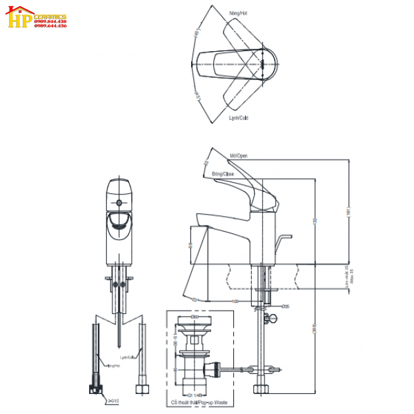 VÒI LAVABO NÓNG LẠNH TOTO TVLM105CR CHÍNH HÃNG