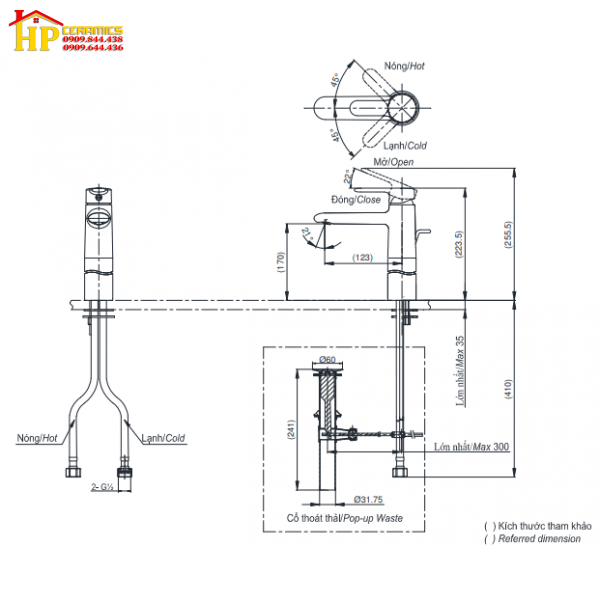 VÒI LAVABO NÓNG LẠNH TOTO TVLM111NS CHÍNH HÃNG