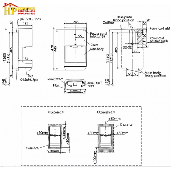 MÁY SẤY TAY TOTO TYC322W CHÍNH HÃNG