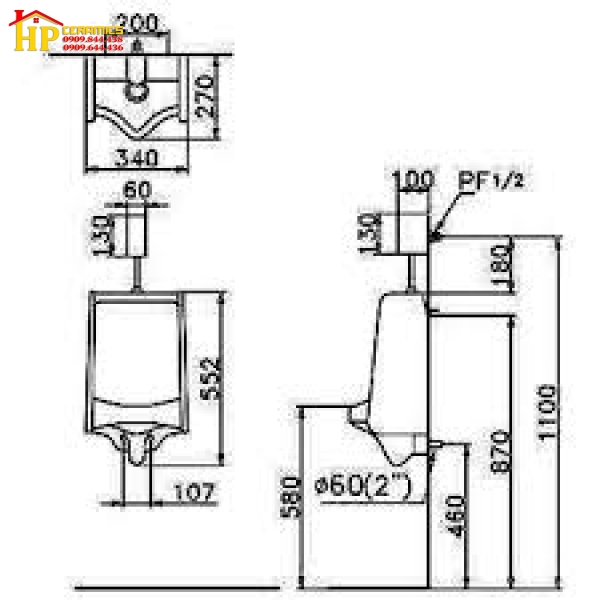 BỒN TIỂU TREO TƯỜNG CAESAR U0230 CHÍNH HÃNG