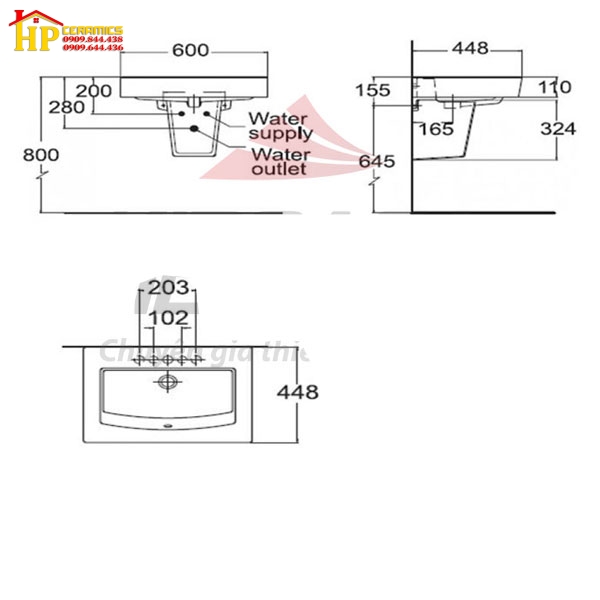 CHẬU LAVABO TREO TƯỜNG AMERICAN STANDARD  0504W/ 0704-WT CHÍNH HÃNG