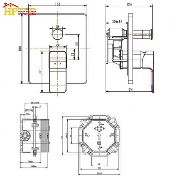 SEN TẮM ÂM TƯỜNG NÓNG LẠNH MẠ VÀNG AMERICAN STANDARD  WF-1321CS  CHÍNH HÃNG