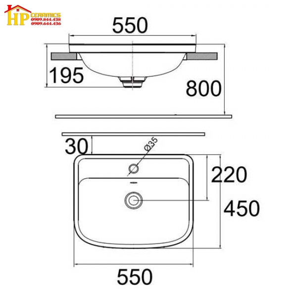CHẬU LAVABO ÂM BÀN AMERICAN STANDARD VF-0462 CHÍNH HÃNG