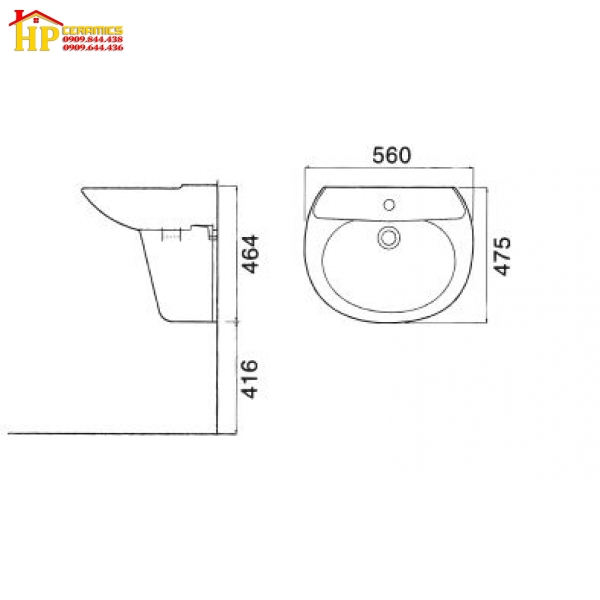 LAVABO TREO TƯỜNG VIGLACERA VI5 CHÍNH HÃNG