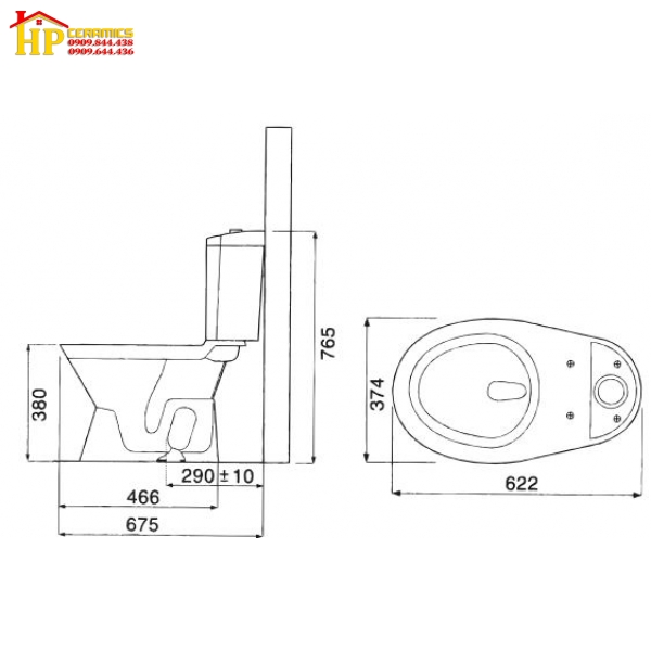 BÀN CẦU HAI KHỐI VIGLACERA VI66  CHÍNH HÃNG