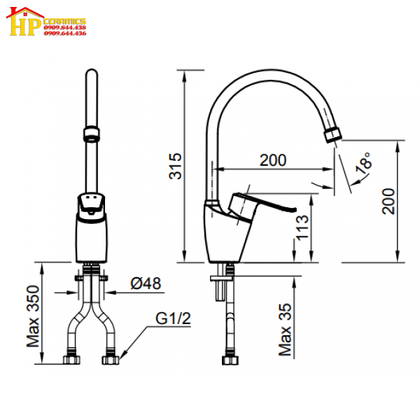 VÒI RỬA CHÉN NÓNG LẠNH INAX SFV-2011S CHÍNH HÃNG