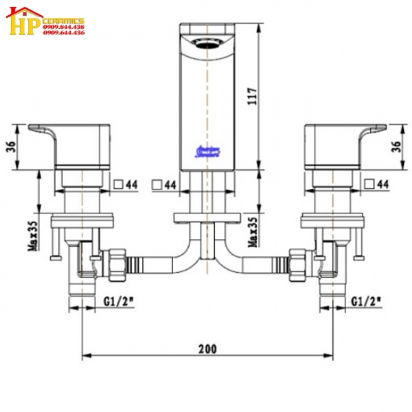 VÒI LAVABO NÓNG LẠNH 3 LỖ AMERICAN STANDARD WF-1303MB  CHÍNH HÃNG