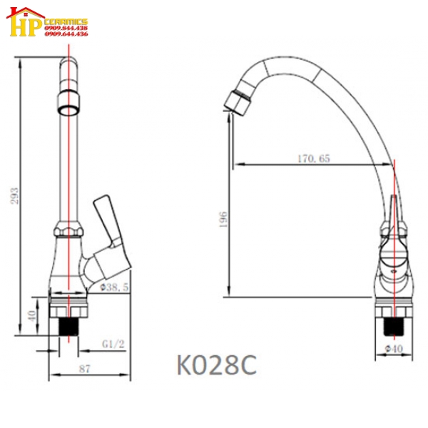 VÒI RỬA CHÉN LẠNH CAESAR K028C CHÍNH HÃNG