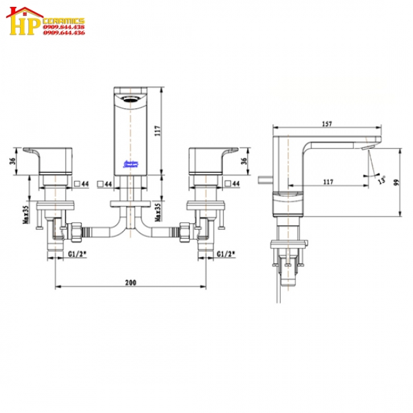 VÒI LAVABO NÓNG LẠNH AMERICAN STANDARD WF-1303CS CHÍNH HÃNG