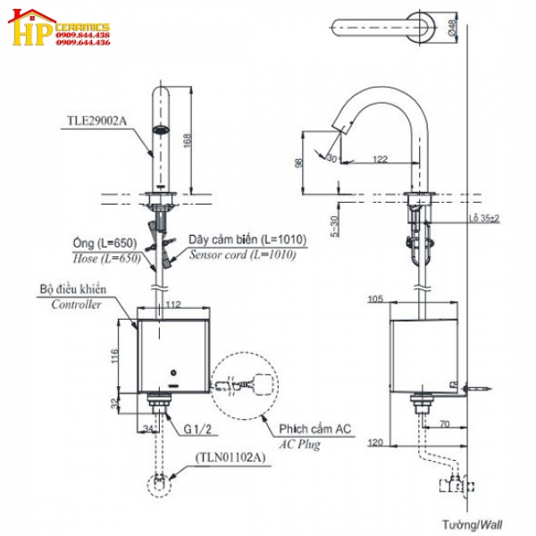 VÒI LAVABO TỰ ĐỘNG TOTO TLE29002A CHÍNH HÃNG