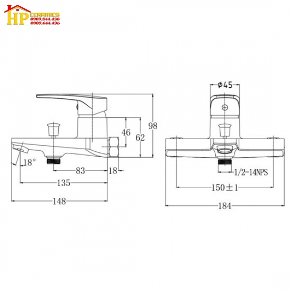 SEN TẮM NÓNG LẠNH MẠ VÀNG CAESAR S393CG CHÍNH HÃNG