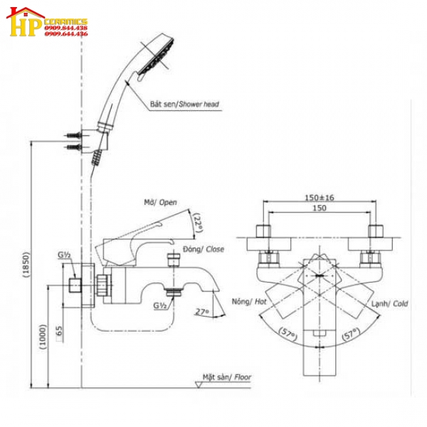 SEN TẮM DÂY NÓNG LẠNH TOTO TBG08302VA/TBW02017A  CHÍNH HÃNG