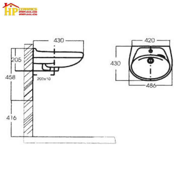 LAVABO TREO TƯỜNG VIGLACERA  VTL3+VI05