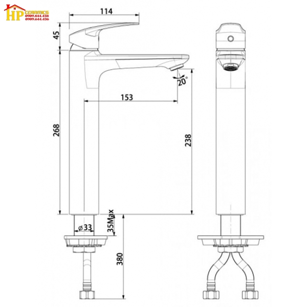VÒI LAVABO NÓNG LẠNH AMERICAN STANDARD  WF-0902 CHÍNH HÃNG