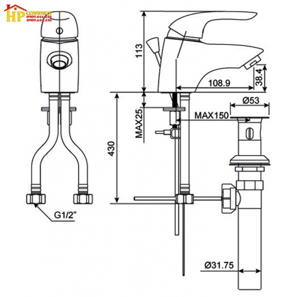VÒI LAVABO NÓNG LẠNH AMERICAN STANDARD WF-1501 CHÍNH HÃNG