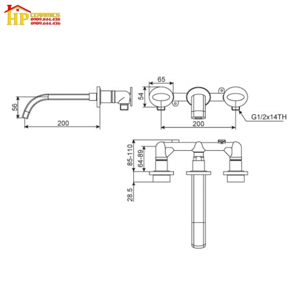 VÒI LAVABO NÓNG LẠNH ÂM TƯỜNG AMERICAN STANDARD WF-3234 CHÍNH HÃNG