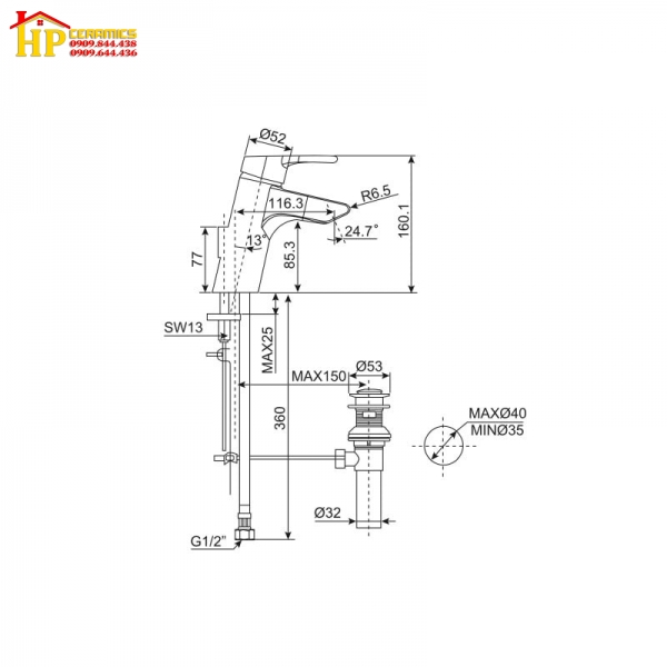 VÒI LAVABO NÓNG LẠNH AMERICAN STANDARD WF-3907 CHÍNH HÃNG