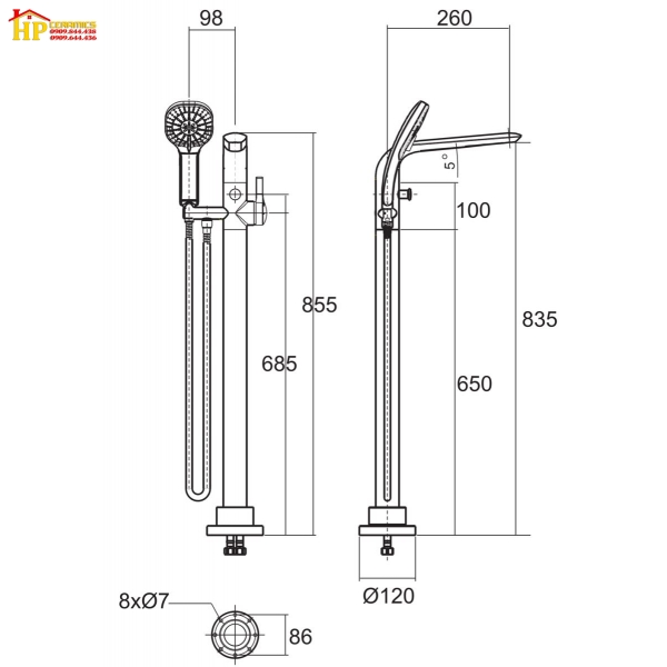 SEN TẮM BỒN ĐẶT SÀN AMERICAN STANDARD WF-6816 CHÍNH HÃNG