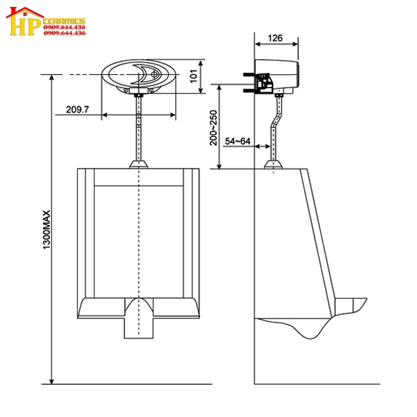 XÃ TIỂU CẢM ỨNG AMERICAN STANDARD WF-8009 CHÍNH HÃNG