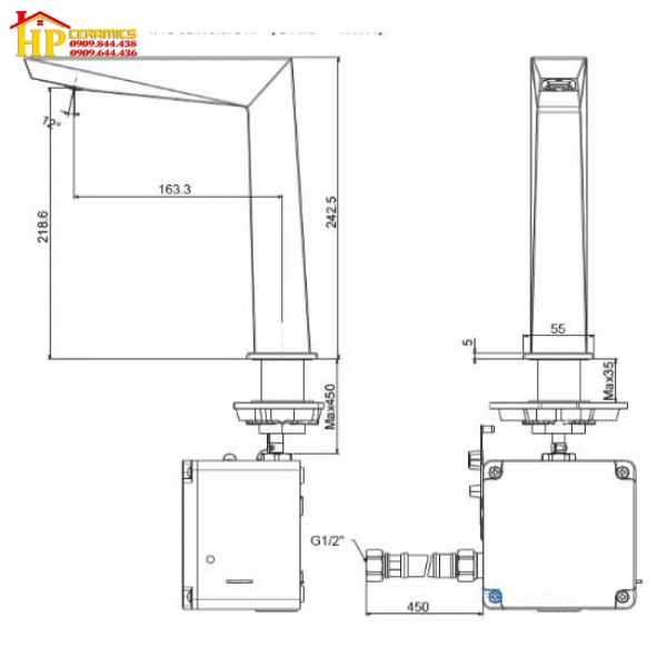 VÒI LAVABO CẢM ỨNG AMERICAN STANDARD DÙNG PIN WF-8510.DC CHÍNH HÃNG