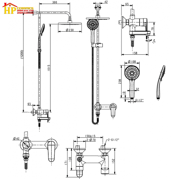 SEN TẮM ĐỨNG AMERICAN STANDARD  WF-9089E CHÍNH HÃNG