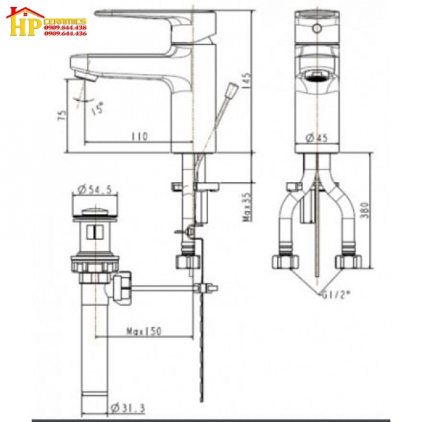 VÒI LAVABO NÓNG LẠNH AMERICAN STANDARD WF-B201 CHÍNH HÃNG