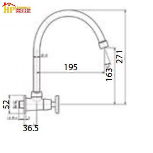VÒI RỬA CHÉN BẮT TƯỜNG LẠNH AMERICAN STANDARD WF-T707 CHÍNH HÃNG