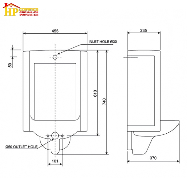 BỒN TIỂU TREO TƯỜNG AMERICAN STANDARD WP-6503 CHÍNH HÃNG