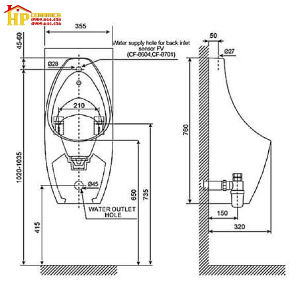 BỒN TIỂU TREO TƯỜNG AMERICAN STANDARD WP-6737P CHÍNH HÃNG