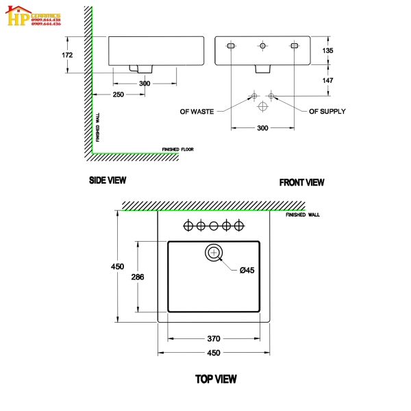 CHẬU LAVABO ĐẶT BÀN AMERICAN STANDARD WP-F445 CHÍNH HÃNG