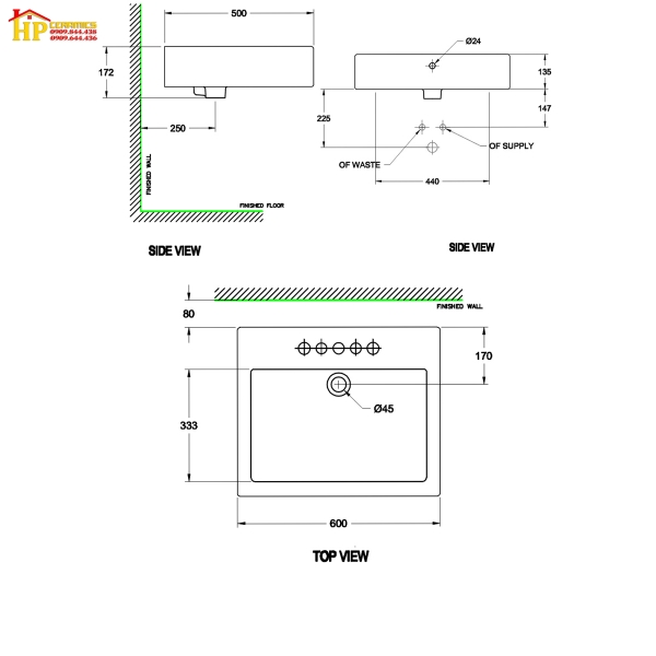 CHẬU LAVABO ĐẶT BÀN AMERICAN STANDARD  WP-F446 CHÍNH HÃNG
