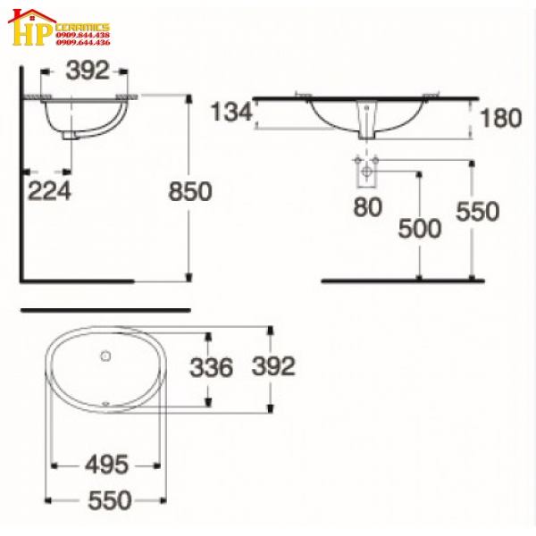 CHẬU LAVABO ÂM BÀN AMERICANDARD WP-F512 CHÍNH HÃNG