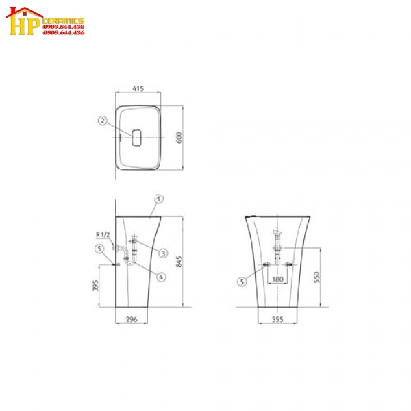 LAVABO CHÂN LIỀN AMERICAN STANDARD WP-F523 CHÍNH HÃNG