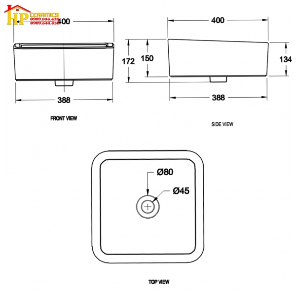 CHẬU LAVABO ĐẶT BÀN AMERICAN STANDARD  WP-F606 CHÍNH HÃNG