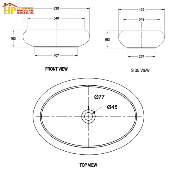 CHẬU LAVABO ĐẶT BÀN AMERICAN STANDARD WP-F610 CHÍNH HÃNG