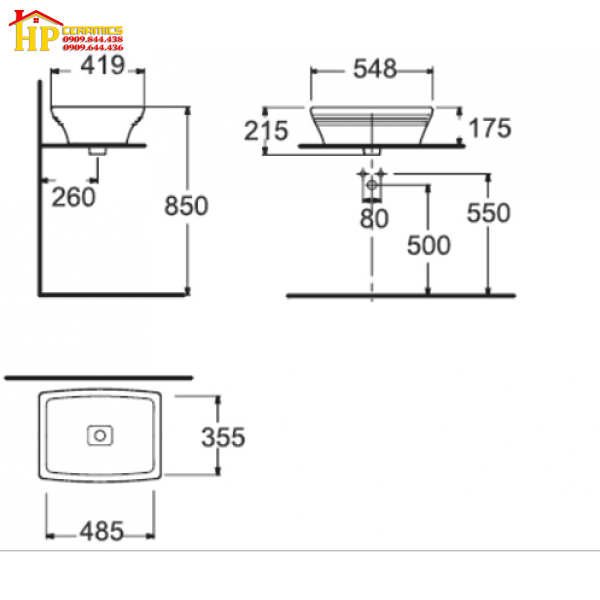 CHẬU LAVABO ĐẶT BÀN AMERICAN STANDARD WP-F616 CHÍNH HÃNG