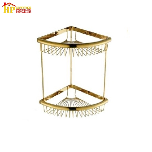 KỆ GÓC 2 TẦNG ĐỒNG THAU MẠ VÀNG CAO CẤP KG-46
