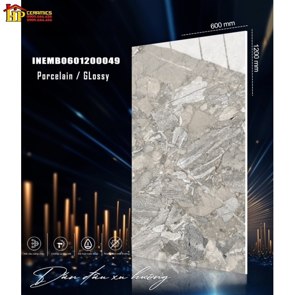 GẠCH LÁT NỀN 60X120 VÂN ĐÁ MARBLE XÁM 049