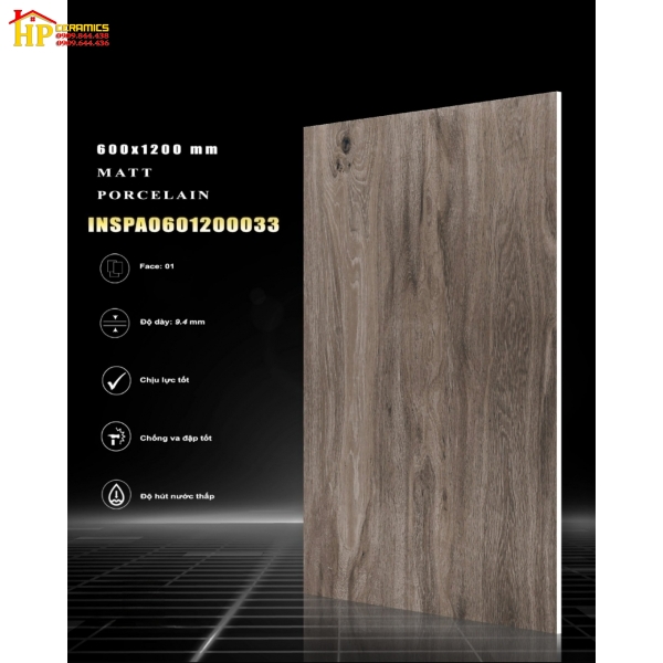 GẠCH LÁT NỀN 60X120 VÂN GỖ ỐC CHÓ ĐẬM 033 NHẬP KHẨU CAO CẤP