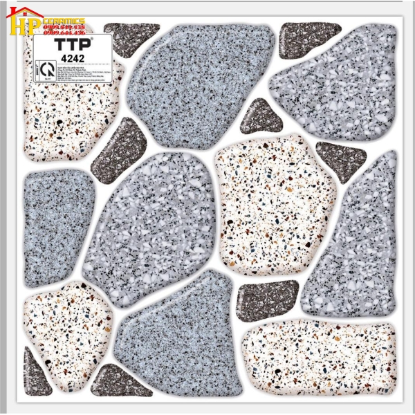 GẠCH SÂN VƯỜN 40X40 GIẢ SỎI XÁM XANH GIÁ RẺ
