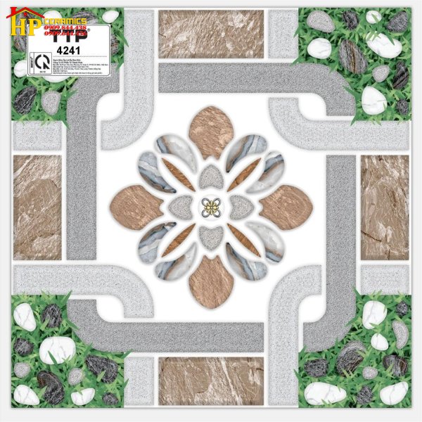 GẠCH SÂN VƯỜN 40X40 HOA VĂN SỎI CỎ GIÁ RẺ