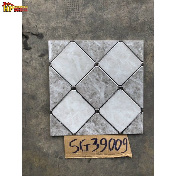 GẠCH TRANG TRÍ 30X30 Ô HÌNH THOI XÁM ĐẬM LỢT KHẮC KIM BẠC NHẬP KHẨU CAO CẤP
