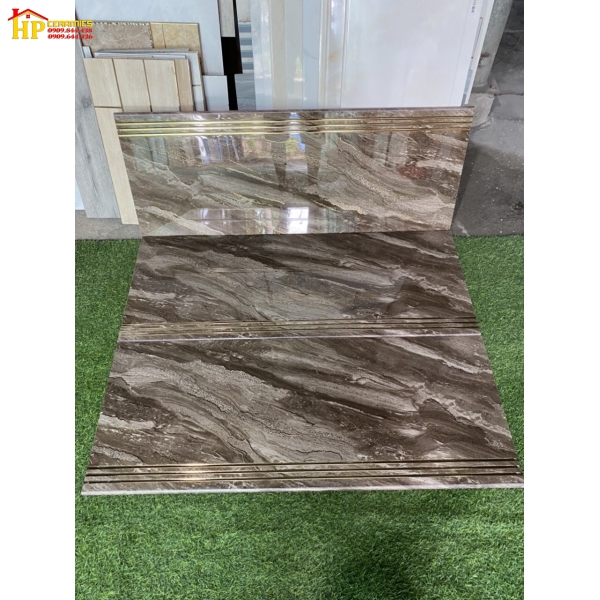 GẠCH CẦU THANG 47X120 MÀU NÂU VÂN ĐÁ CHẠY RẢNH KHẮC KIM NHẬP KHẨU CAO CẤP
